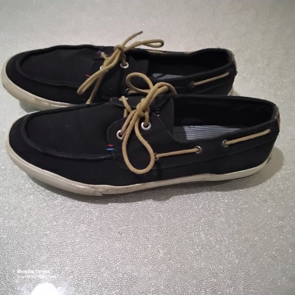 Men Tommy Hilfiger Navy Canvas Boat Shoes TMPHILO Fair/U/C Size 11 - Picture 2 of 6